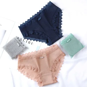 

Women's Cotton Bikini Ultra Soft Briefs Sexy Lace Panties Seamless Cute Bow Girls Briefs Soft Comfort Lingerie Fashion Women