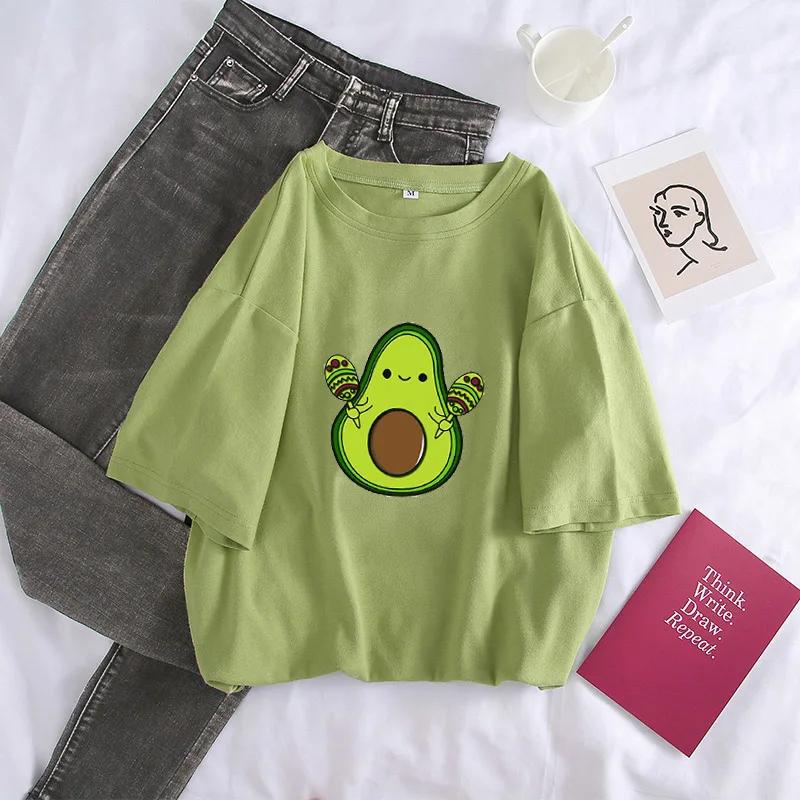 New Avocado Shirt Vegan T Shirt Women Harajuku Kawaii Short Sleeve T-shirt Vogue 90s Korean Style Tshirt Fashion Top Tees Female