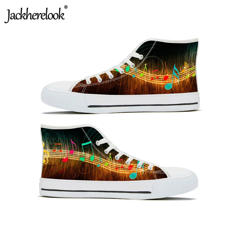 Jackherelook 2019 New Canvas Shoes Boys Girls Outdoor Sneakers Fashion Vulcanized Shoes Cool Music Note Running Shoe High Top