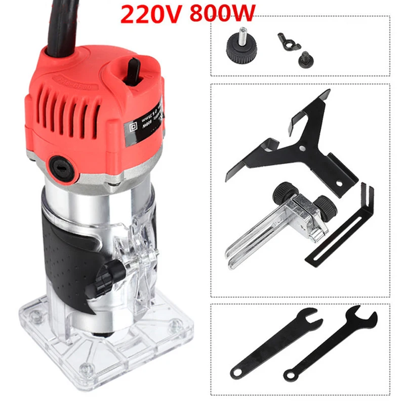 

Electric Hand Trimmer Wood Milling 220V 800W Woodworking Trimmer Engraving Wood Carving Trimming Machine Router