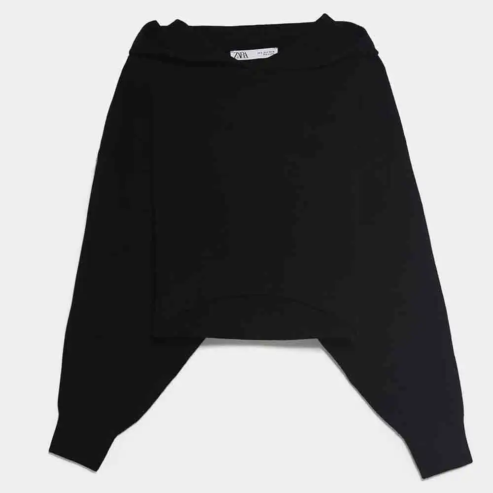 black ZA НОВАЯ Трикотажная модная толстовка с капюшоном женская одежда повседневная тонкая осенне-зимняя Толстовка в стиле бохо подарок вечерние путешествия - Цвет: black