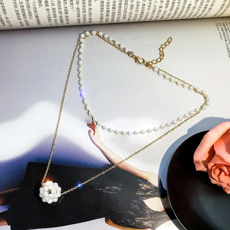 Изысканные женские ожерелья искусственное многослойное золотое ожерелье модные