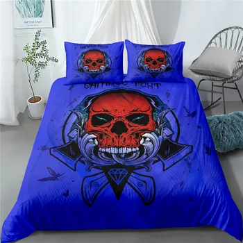 

Skull Floral Queen Bedding Set Luxury 3D Printed Black Duvet Cover Set King 3Pcs Home Textiles Comforter Bedding Sets Bedclothes