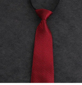 

High Quality 2020 New Designers Brand Fashion Business 8cm Tie for Men Black Twill Wine Red Zipper Necktie Wedding with Gift Box