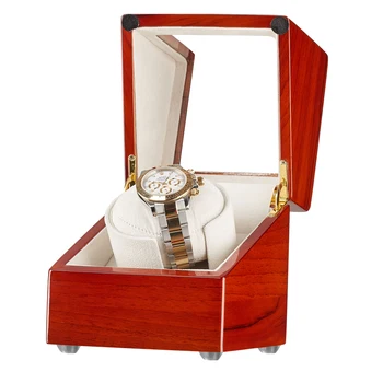 

Single Watch Winder with Quiet Motor Applewood White PU Leather Interior