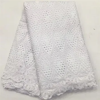 

New fashion white with embroidery African lace series Swiss voile lace fabric cotton lace cloth PCZ2(5yards/lot)