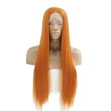 Парик пастельного цвета для косплея, длинные шелковистые прямые волосы из волокна, парик на кружеве, мягкий на ощупь, бесклеевой синтетический парик