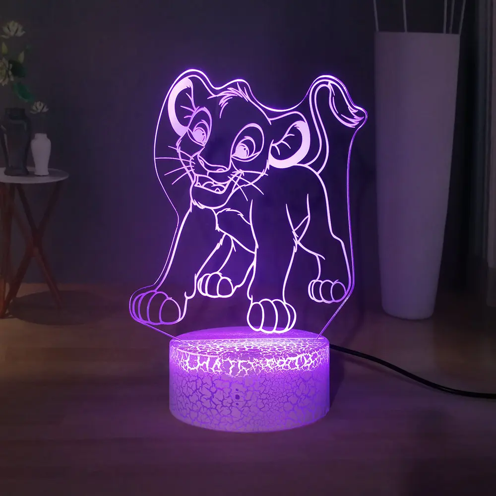 Simba светодиодный детский ночник мультфильм Король джунглей декор комнаты RGB многоцветный король льва светодиодный ночник для детей