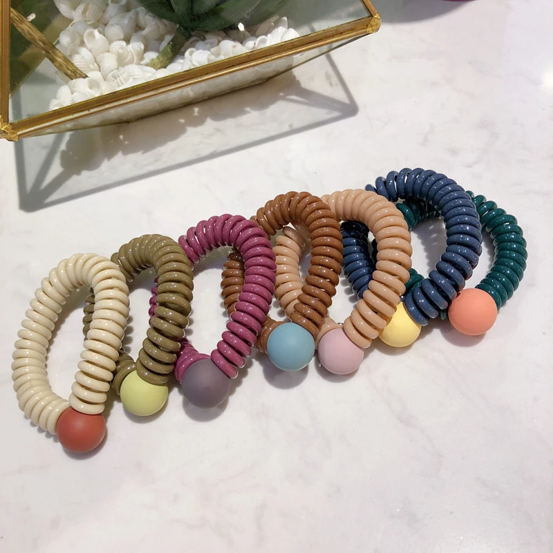 

NEW Women Girls Headwear Candy Color Telephone Wire Line Hair Rubber Bands Elastic Hairbands Rope Gum For Hair Accessories