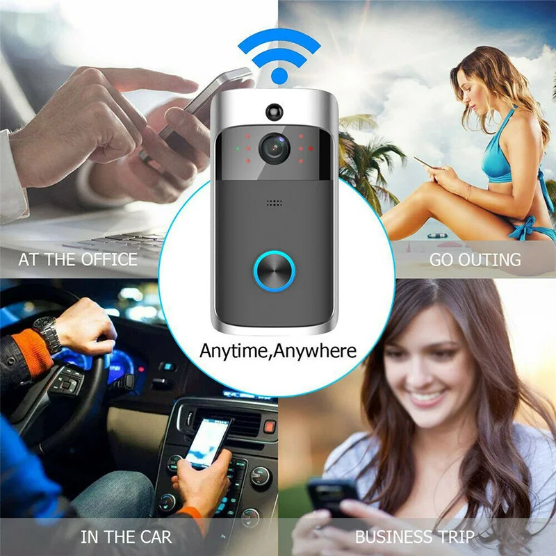 WiFi смарт-видео, дверной звонок камера системы безопасности HD беспроводной домофон PIR широкоугольный для дома_ WK