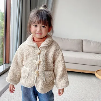 

2020 New Style kids coat for Autumn and Winter Coat plus Velvet Turn-down Collar Coat baby winter jacket