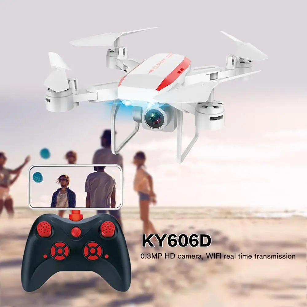  Professional KY606D RC Foldable Drone Aircraft Long Fly Time FPV Helicopter With 0.3MP HD Wifi Came