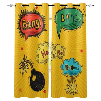 

Comic Art Bubble Bomb Alphabet Modern Luxury Curtains Living Room Bathroom Kitchen Curtains Household Products