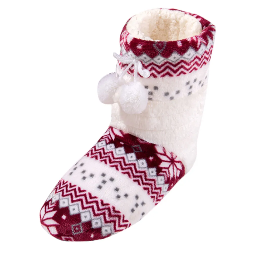 

Winter Fur Slippers Boots Women Warm House Slippers Soft Plush Shoes Christmas Cotton Indoor Home Shoes Floor Shoes
