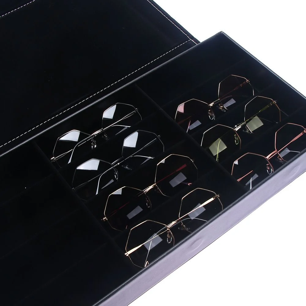 1 Pcs 12 Slot Grid Black Eyeglass Sunglasses Glasses Storage Display Stand Case Box Holder