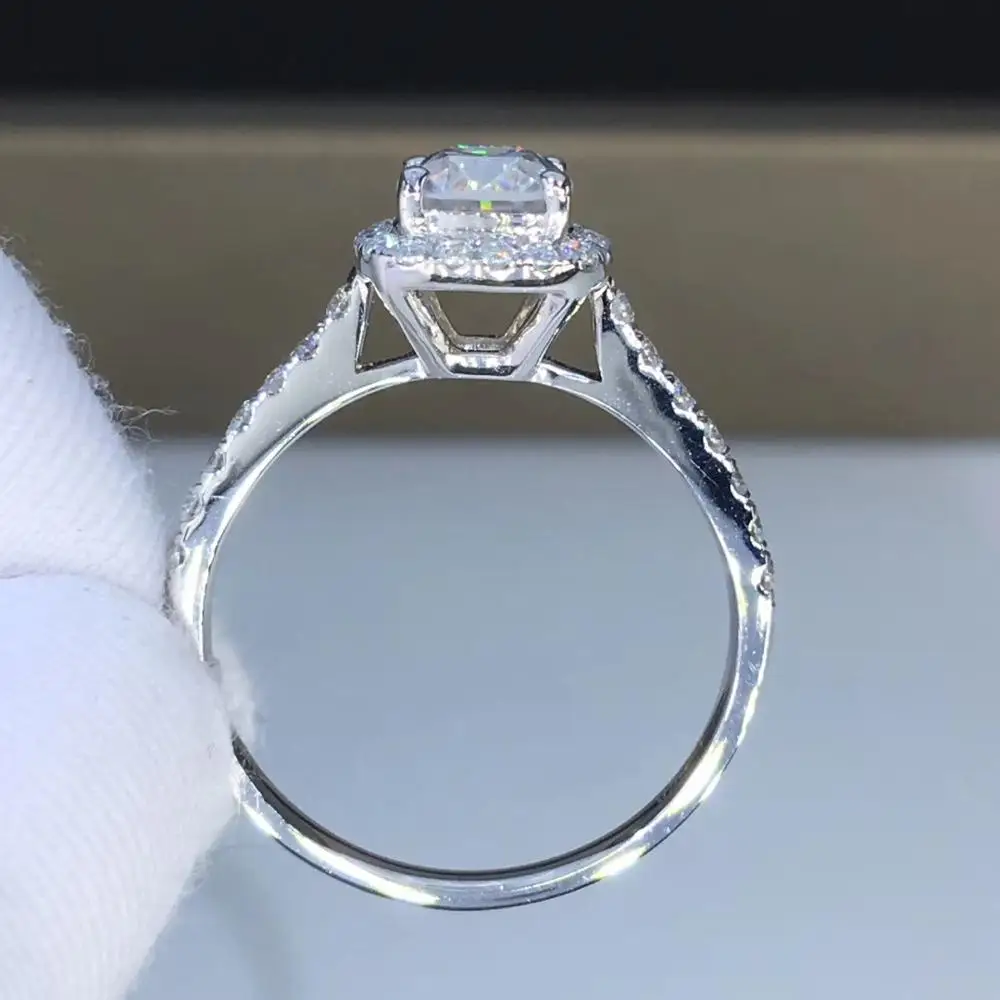 Кольцо Moissanite из белого золота, стихи еврей, 1ct D VVS, роскошное свадебное кольцо для женщин, Moissanite