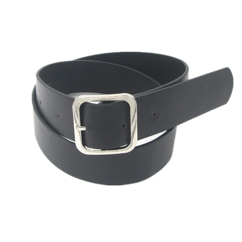 

2019 Female Fashion Silver Square Buckle Waist Belt Metal Buckle Casual PU Leather Belt Clothes Accessories for Women 105CM