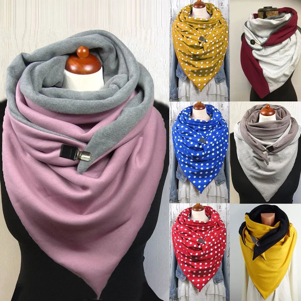 Women Printing Scarf Fashion Retro Female Multi purpose Shawl Button
