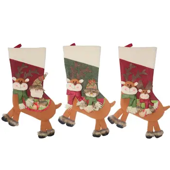

Christmas Elk Snowman Santa Claus Stockings Sock Decoration Candy Gift Bag Xmas