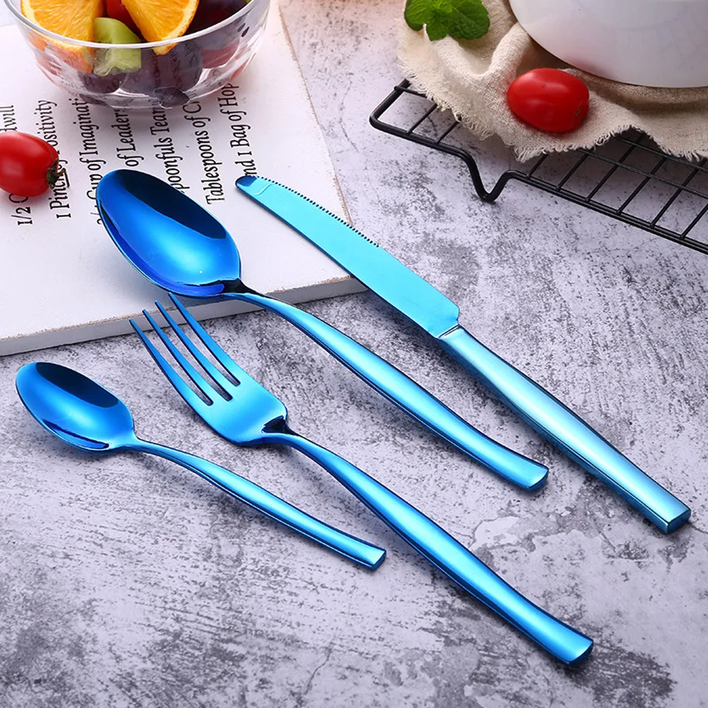 Cutlery Set 2019Top 4Pcs Set Stainless Steel Upscale Dinnerware Flatware Cutlery Fork Spoon Teaspoon Kitchen Accessories