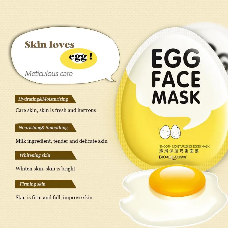 OEM BIOAOUA smooth moisturizing nourishing egg face mask for skin care hydrating firming tender mask