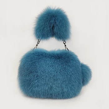 

Winter Straw Bags Lady Handmade Fox Fur Straw Bag Bags Female New Designer Brand Luxury Women Bag 2020