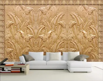 

CJSIR Custom Wallpaper Embossed Banana Leaf Sandstone TV Background Wall Living Room Bedroom Background Walls 3d Wallpaper Decor