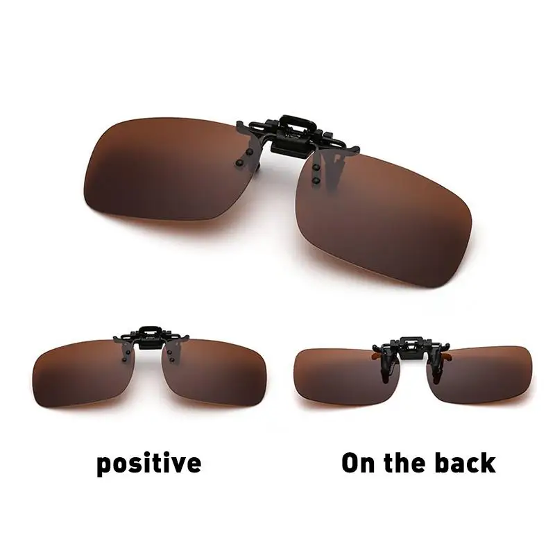 Унисекс Поляризованные клип солнечные очки близорукость вождения ночного видения линзы анти-езда солнечные очки клип - Цвет: Dark brown