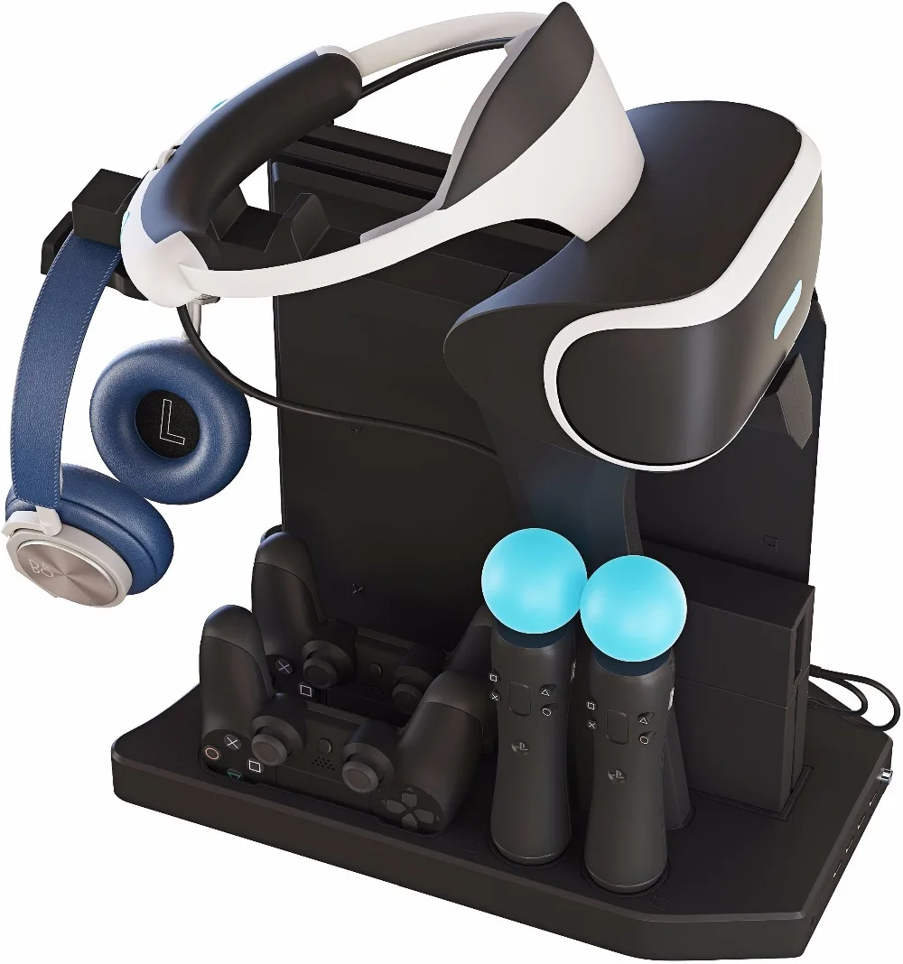 PSVR PS4 Pro Slim зарядки Дисплей стенд витрина для PS4 Очки виртуальной реальности VR Playstation 4 вертикальная подставка, вентилятор, система автоматического управления "Зарядное устройство концентратор