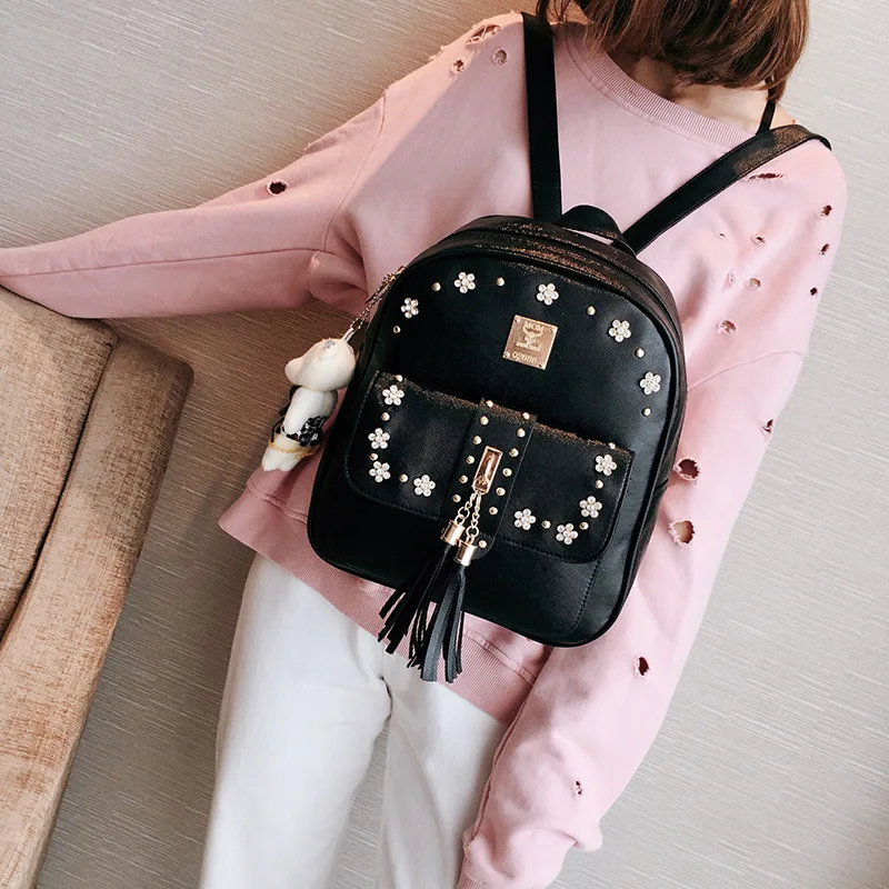 

2019 New Style Casual Picture Backpack Large Capacity Simple Women's Backpack Three-piece Set Different Size Bags