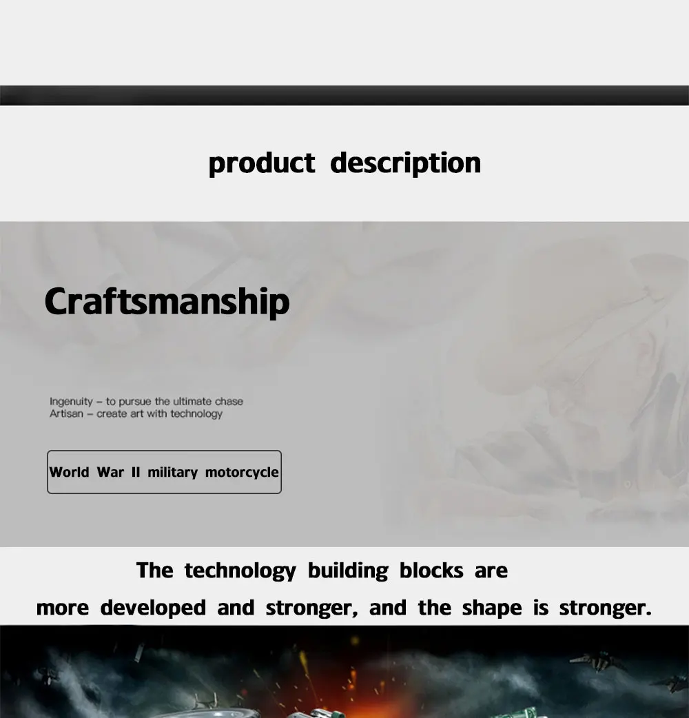Вторая мировая война мотоцикл беспроводной пульт дистанционного управления Творческий сборный пазл строительные блоки детские игрушки подарок