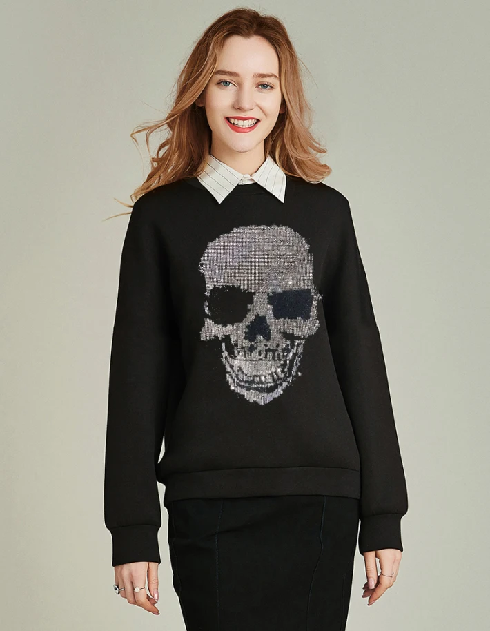 

Fashion Womens Hoodies Hot drill Tops Rhinestones Long Sleeve Pullover Sweatshirt Female Hoodie