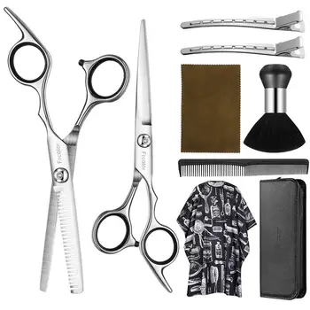 

9PCS Haircut Tools Set Comb Clip Scissors Hairdressing Households Barber Pouch Comb Brush Wtih Storage Case