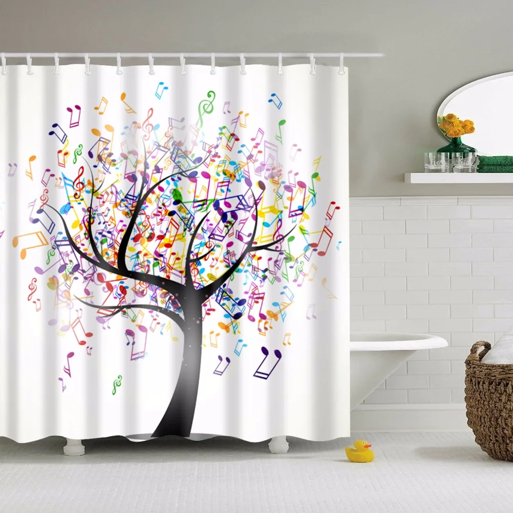 Декоративные абстрактные деревья занавески для душа ткань водонепроницаемый красочный полиэстер печать для ванной окно занавески для ванной Декор