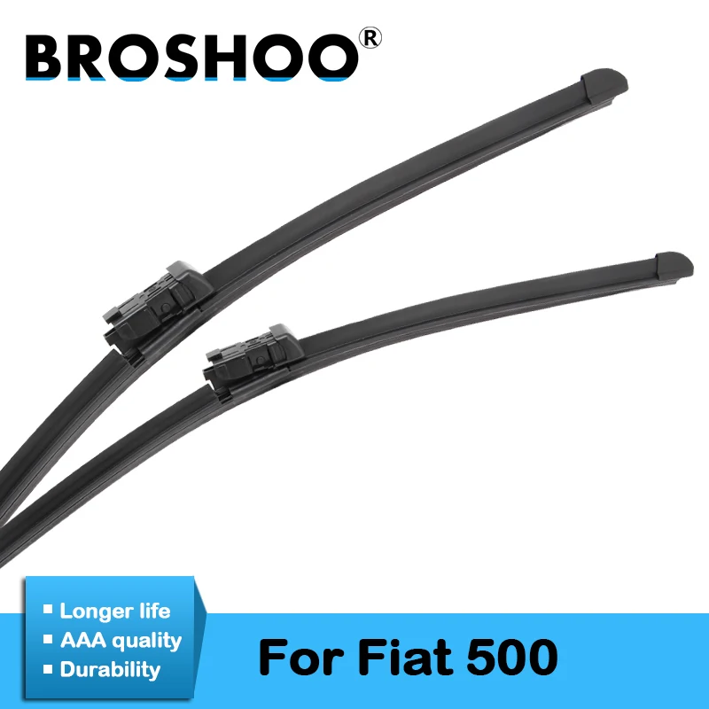 

BROSHOO Car Windshield Wiper Blade Natural Rubber For Fiat 500 500C 500L 500X Fit Push Button Arm From 2007 To 2017 Accessories