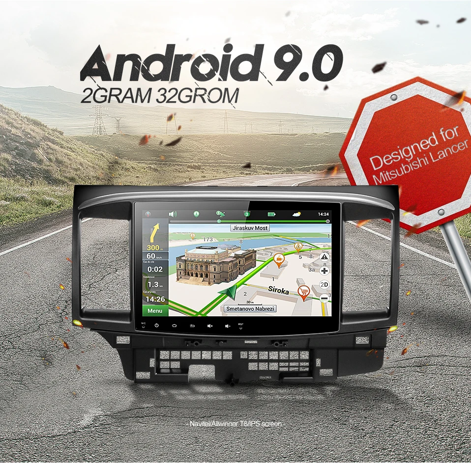 Cheap Android 9.0 Car DVD for Mitsubishi Lancer 2005-2016 with 10.1 inch 2 DIN 3G/4G GPS radio video player eight core car navigation 4
