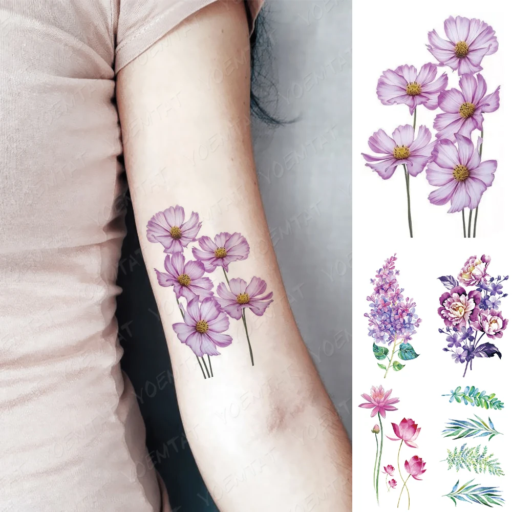 Kids Small Waterproof Temporary Tattoo Sticker Colorful Rose Lotus Lavender  Tatto Arm Ankle Body Art Fake Tattoos For Women Men|Temporary Tattoos| -  AliExpress