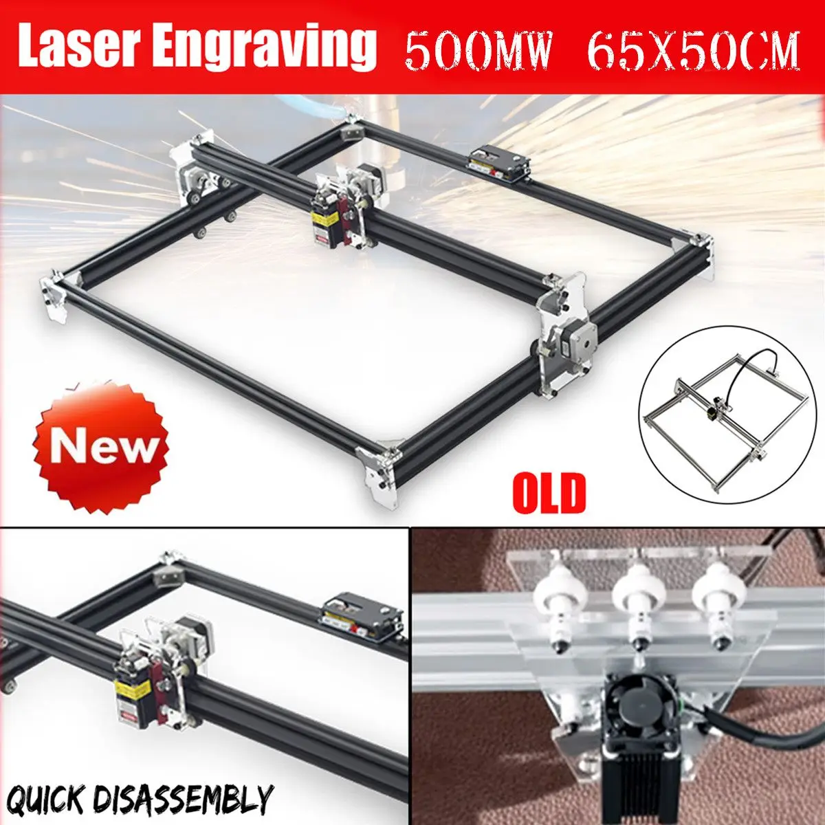 

DIY Home Mini 500mw CNC Engraving Machine Laser Engraving 65*50CM 22Axis 12V CNC Machine Wood Router Tools New Arrival 2019