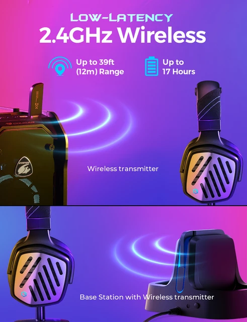 Mpow T1 2.4GHz Wireless Gaming Headset with Base Station 3.5mm Wired  Headset Virtual Surround Sound PC Gamer for PS4 PC Gamer - AliExpress