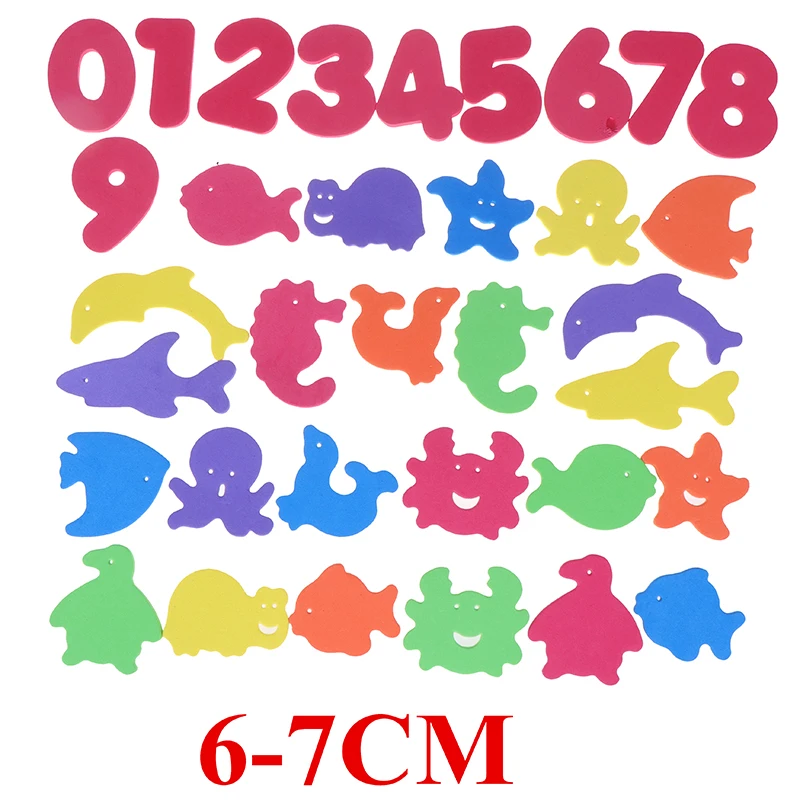 34Pcs Baby Bath Puzzles Foam Floating Toy Soft Kids Float Bathing Infant Early Educational Toys Animal Shape Water Play | Игрушки и