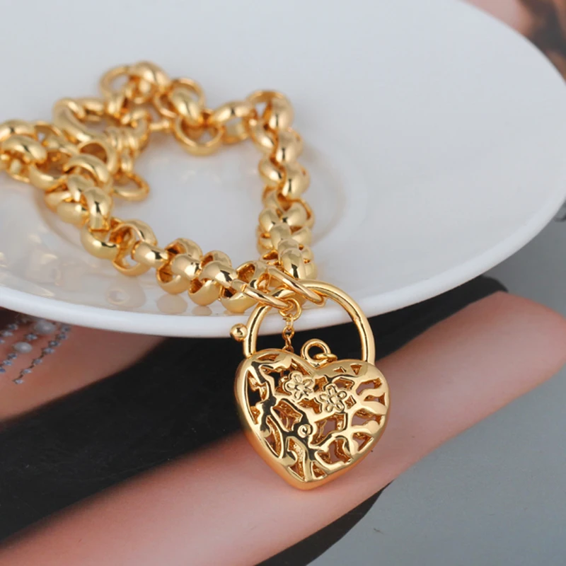 KUNIU-Filigree-Heart-Padlock-Bracelet-Chain-Fashion-Womens-Jewelry-Gold-Filled-Romantic-Delicate-for-Women-Girl (2)