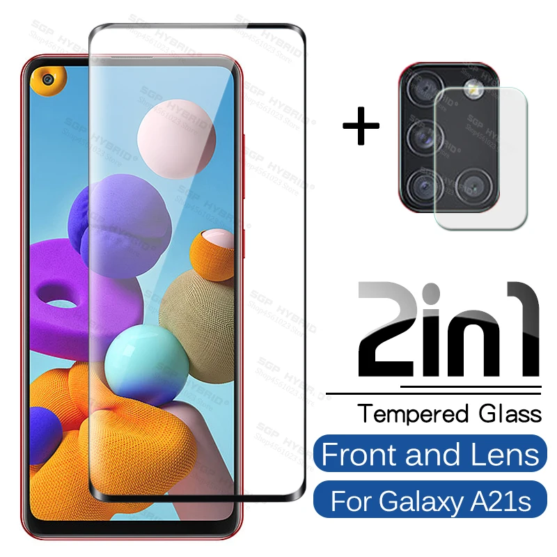 Стекло 2 в 1 для samsung galaxy a21s a21 a71 a51 a11 a01 a41 a31 m11 m21 m31 объектив камеры защитная пленка