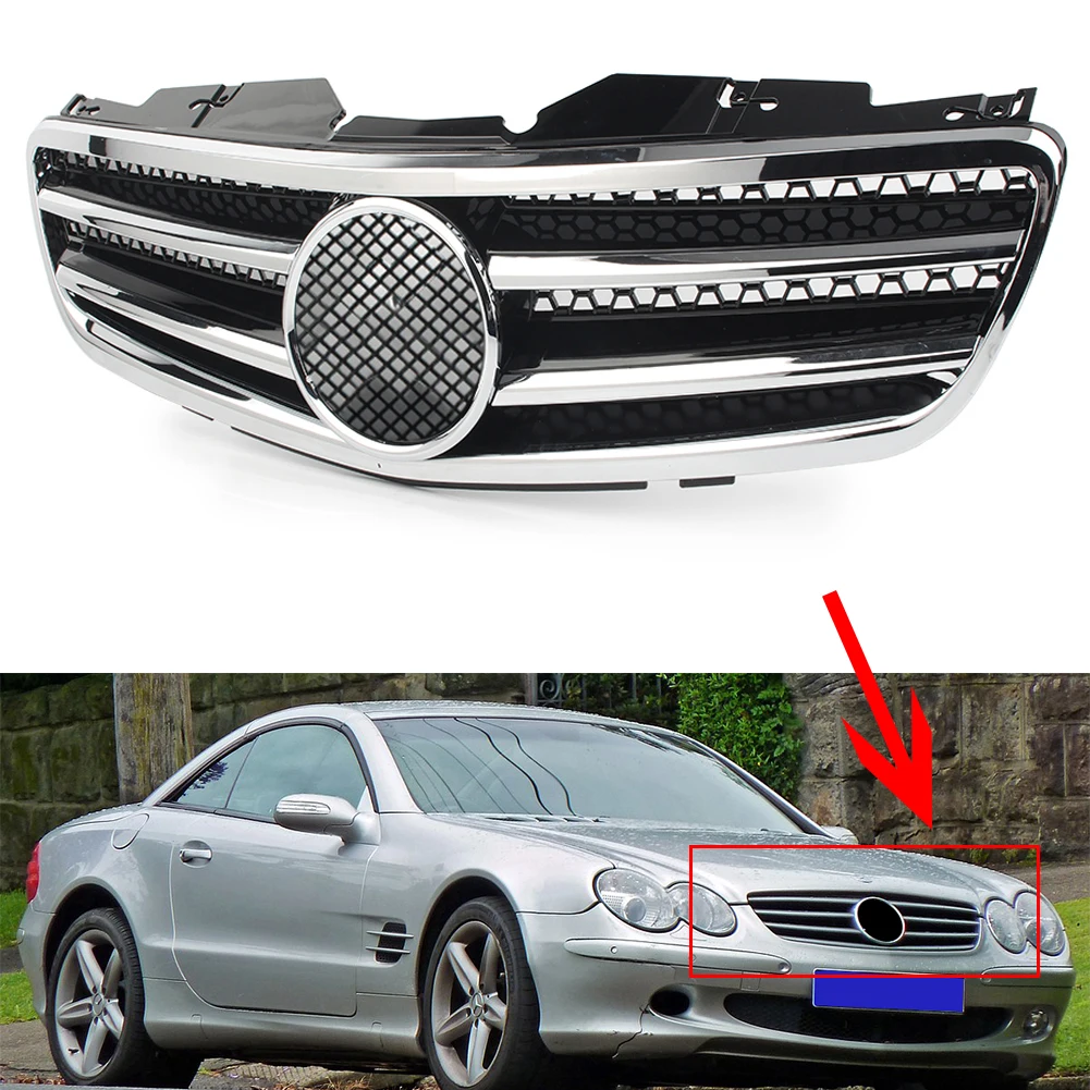 Передняя Автомобильная решетка для Mercedes Benz R230 W230 2003 2004 2005 2006 SL500 SL600 | Автомобили и