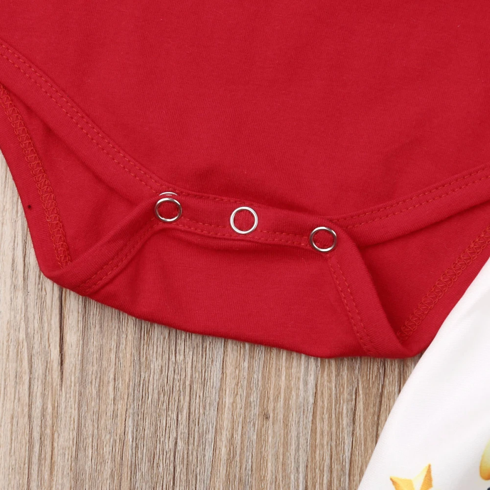 Комплект одежды для маленьких девочек, красный топ с надписью, Рождественский комбинезон для новорожденных девочек, боди+ юбка с бантом, комплект одежды для детей от 0 до 24 месяцев