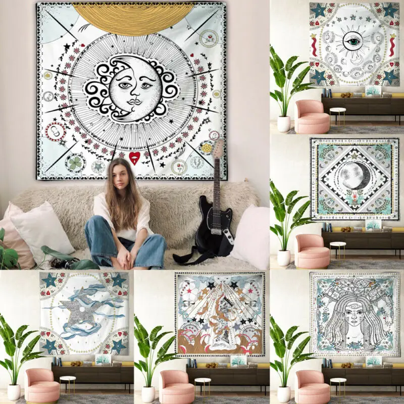 

Mandala Psychedelic Moon and Sun Tarot Tapestry Wall Hanging Beach Towel Art Dorm Home Decor Bohemian Bedspread Yoga Beach Mat