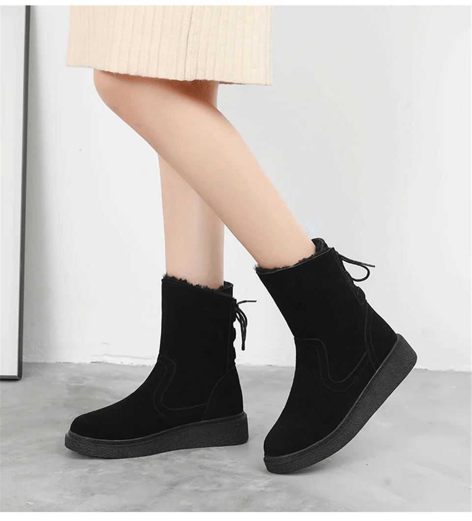 Malemonkey/Size35-40 зимние теплые модные женские ботинки на шнуровке с круглым носком зимние ботинки