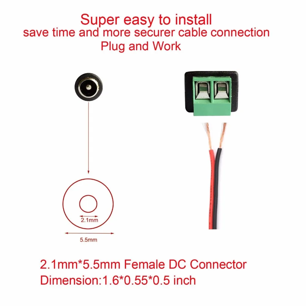 10 пар в комплекте; 12V мужской+ Женский 2,1x5,5 мм DC Мощность разъем адаптера для видеонаблюдения Камера