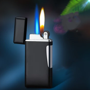 

New Metal Two Flame Jet Gas Lighter Grinding Torch Turbo Flint Lighter Free Fire Butane Windproof Cigarette Cigar Lighter