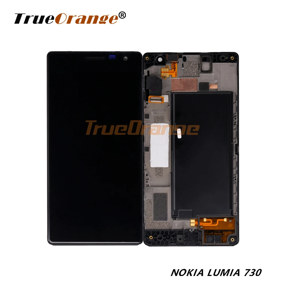 ЖК дисплей для Nokia Lumia 730 черный цвет с рамкой сенсорным стеклом дигитайзер в сборе