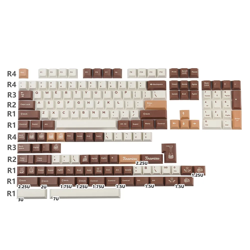 

PBT Tiramisu Keycaps GMK Keycap Cherry Profile DYE-SUB Keycaps For Cherry MX Switch Mechanical Keyboard gk61/64/68/84/tkl87/96